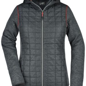 James & Nicholson Ladies' Knitted Hybrid Jacket JN771 - grey-melange/anthracite-melange