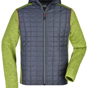 James & Nicholson Men's Knitted Hybrid Jacket JN772 - kiwi-melange/anthracite-melange