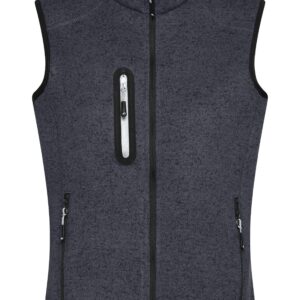 James & Nicholson Ladies' Knitted Fleece Vest JN773 - dark-grey-melange/silver