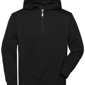 James & Nicholson BIO Workwear-Half Zip Hoody JN839 - black