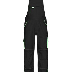 James & Nicholson Workwear Pants with Bib - COLOR - JN848 - black/lime-green