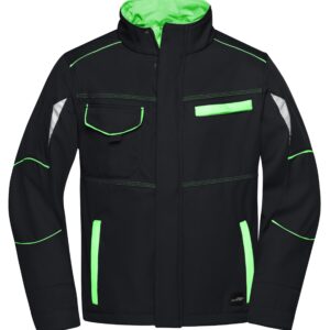 James & Nicholson Workwear Softshell Jacket - COLOR - JN851 - black/lime-green