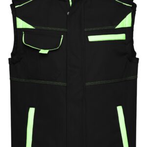James & Nicholson Workwear Softshell Vest - COLOR - JN852 - black/lime-green