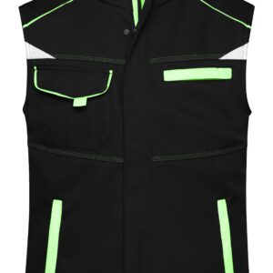 James & Nicholson Workwear Softshell Padded Vest - COLOR - JN854 - black/lime-green