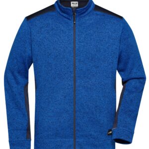 James & Nicholson Men's Knitted Workwear Fleece Jacket - STRONG - JN862 - royal-melange/navy