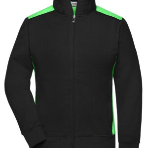 James & Nicholson Ladies' Workwear Sweat Jacket - COLOR - JN869 - black/lime-green