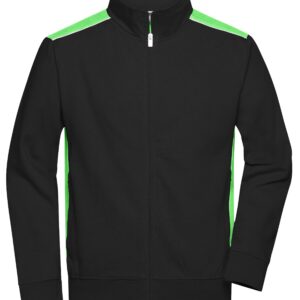 James & Nicholson Men's Workwear Sweat Jacket - COLOR - JN870 - black/lime-green