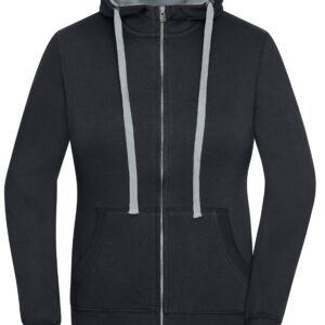 James & Nicholson Ladies' Lifestyle Zip-Hoody JN962 - black/grey-heather