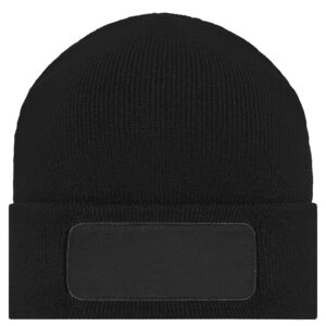 myrtle beach Knitted Beanie with Patch (10cm x 5cm) MB7403 - black