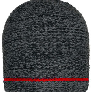 myrtle beach Coarse Knitted Beanie MB7406 - black-melange/red