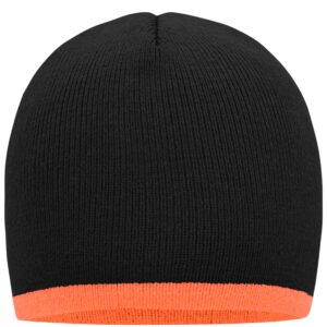 myrtle beach Beanie with Contrasting Border MB7584 - black/orange