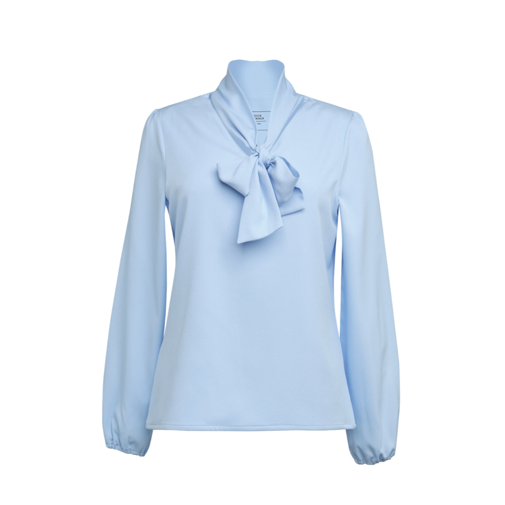 Brook Taverner Andria L/S Tie Neck Blouse 2368 - Sky Blue