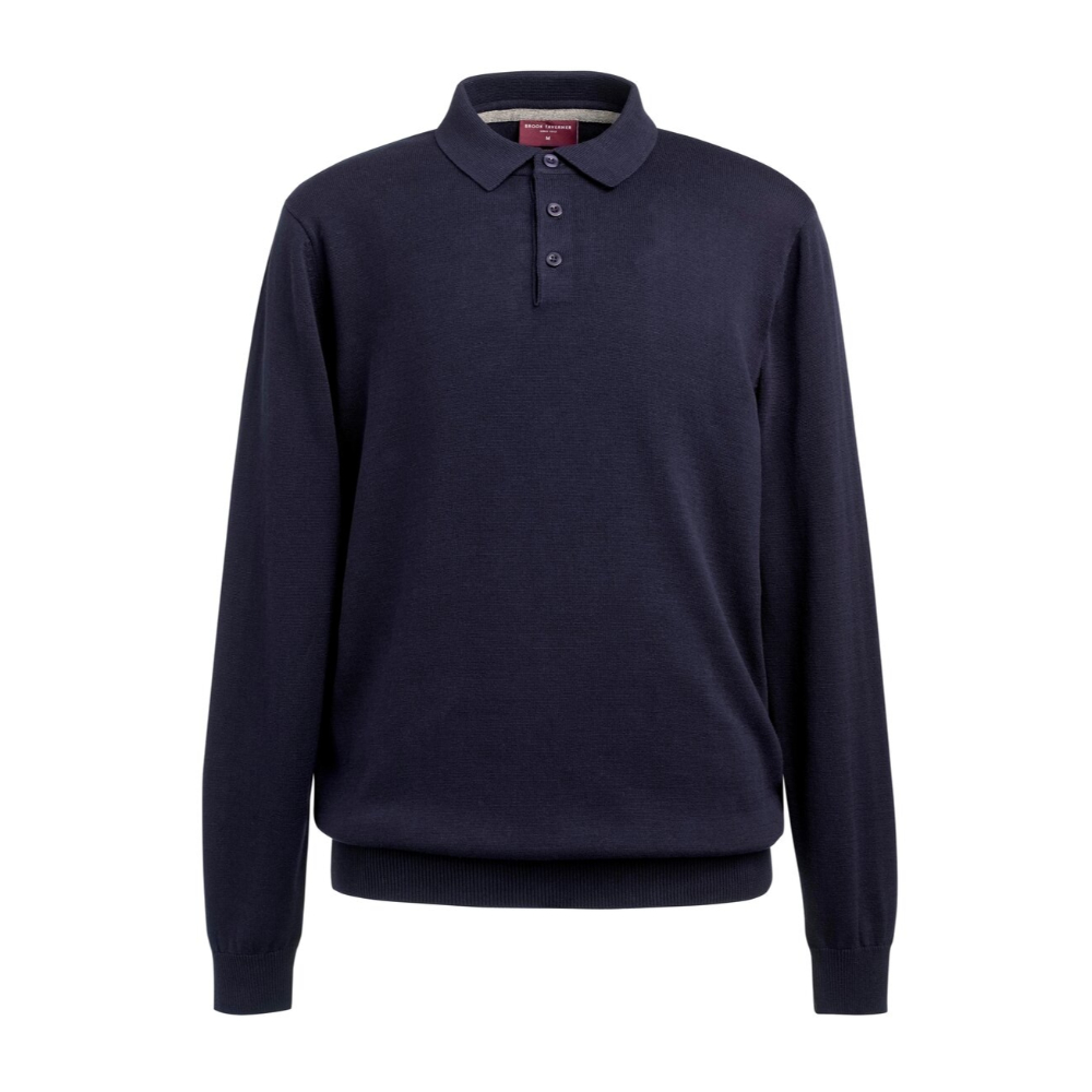 Brook Taverner Casper L/S Knit Polo Shirt 4219 - Navy