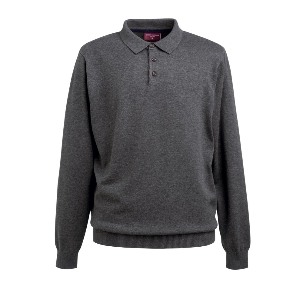 Brook Taverner Casper L/S Knit Polo Shirt 4219 - Charcoal