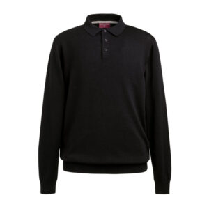 Brook Taverner Casper L/S Knit Polo Shirt 4219 - Black