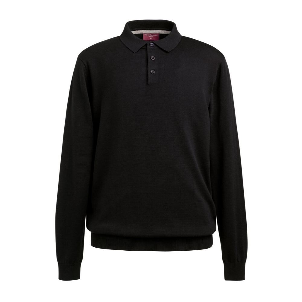 Brook Taverner Casper L/S Knit Polo Shirt 4219 - Black