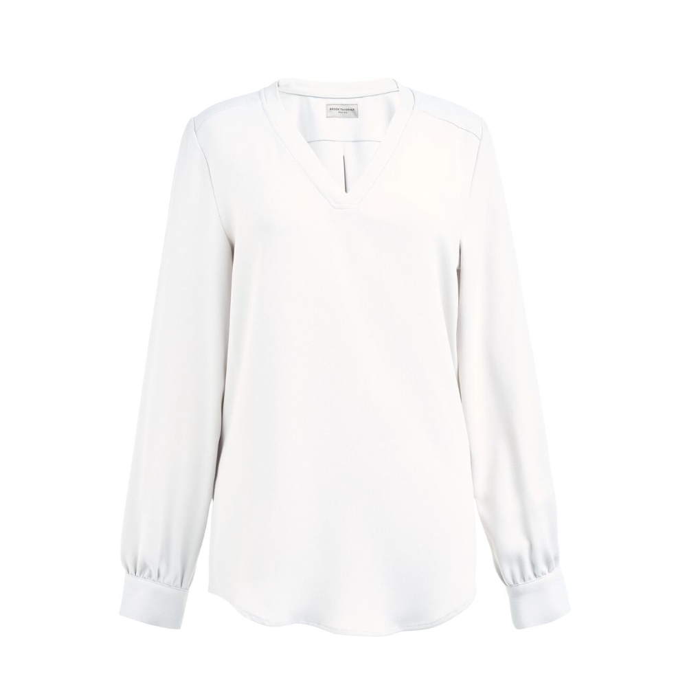 Brook Taverner Como L/S Crepe Blouse 2418 - White