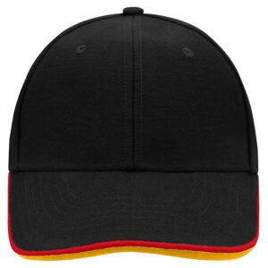 myrtle beach 6 Panel Double Sandwich Cap MB6197 - black/red/gold-yellow