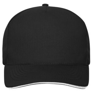 myrtle beach 5 Panel Sandwich Cap Organic Cotton MB6238 - black/white