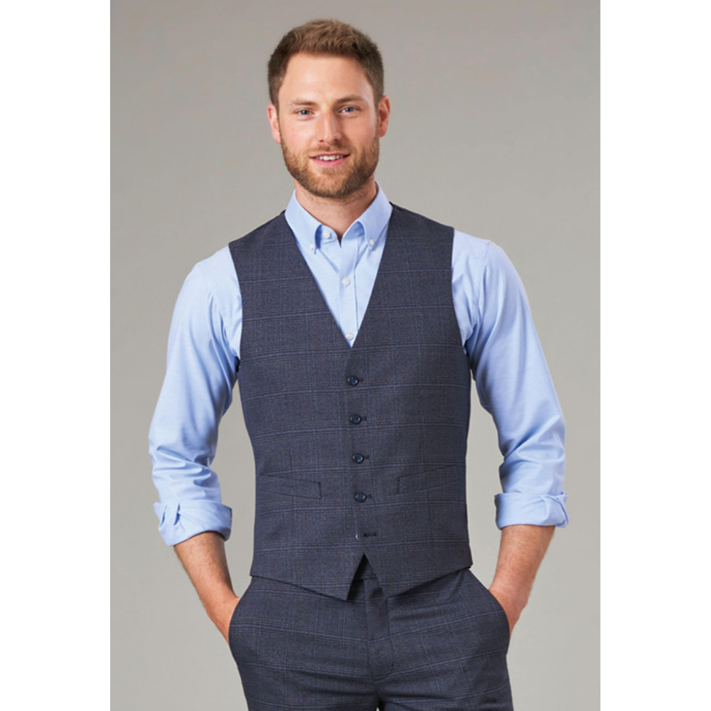 Brook Taverner Emilio Check Waistcoat 1726 - Navy Check