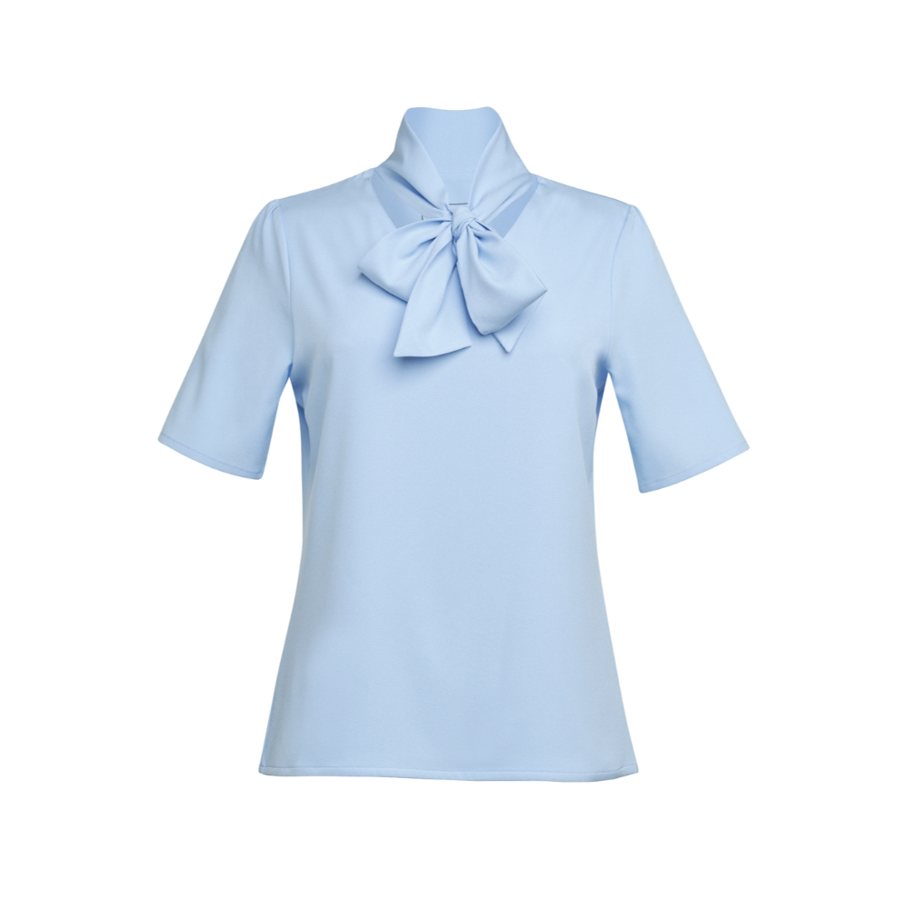 Brook Taverner Flavia S/S Tie Neck Blouse 2369 - Sky Blue