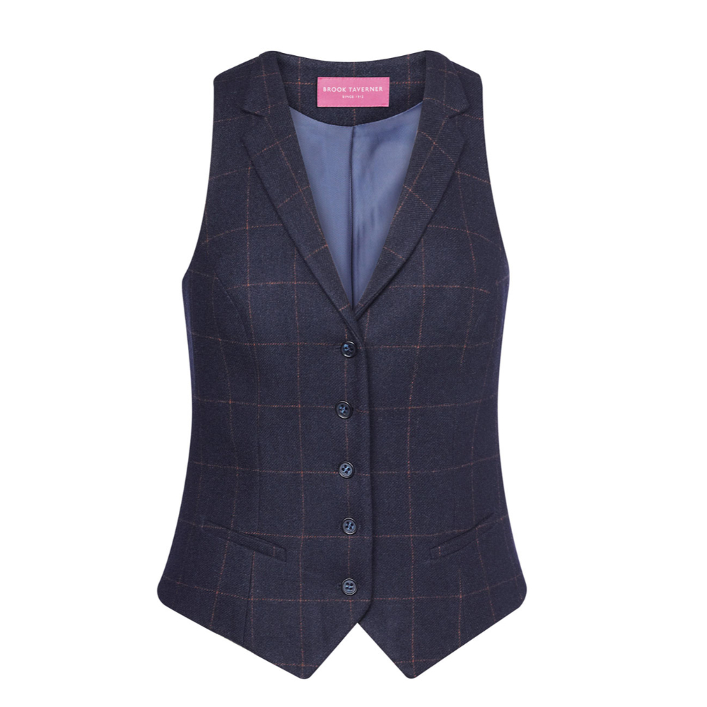 Brook Taverner Nashville Tweed Waistcoat 2310 - Navy Check