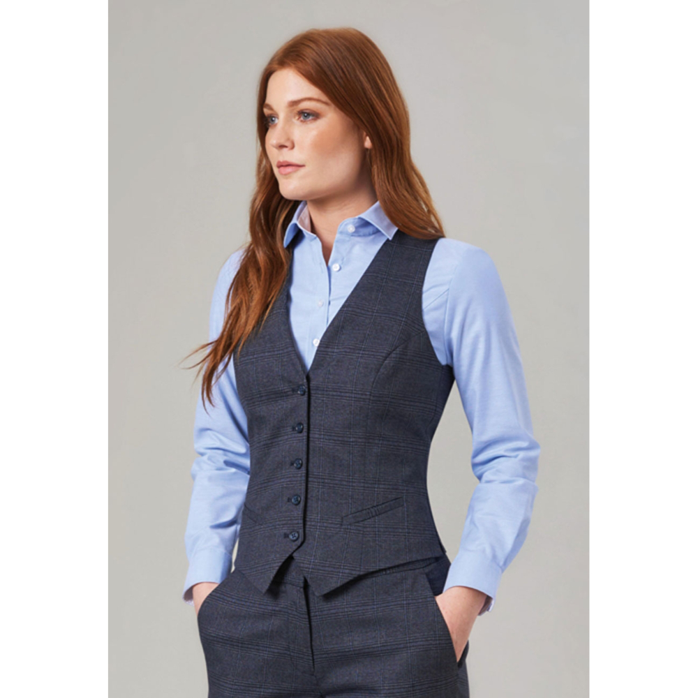 Brook Taverner Olivia Check Waistcoat 2363 - Navy Check